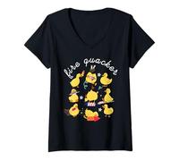 Mujer Fire Quacker Cuatro de Julio Patriótico USA Mujeres Patos Divertidos Camiseta Cuello V