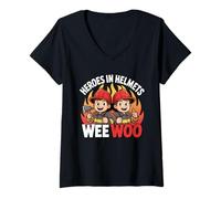 Mujer Fire Truck Rescue Enthusiast Firefighter Squad Wee Woo Camiseta Cuello V