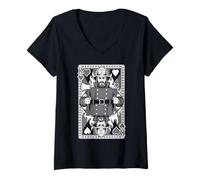 Mujer Fireman Fire Fighter King of Hearts Vintage Juego de Cartas Camiseta Cuello V