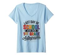 Mujer Firma My 1st Grade Last Day 2026 Autographs Signature DIY Art Camiseta Cuello V
