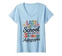 Mujer Firma My 3rd Grade Last Day 2026 Autographs Signature Art Camiseta Cuello V