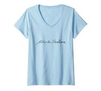 Mujer Firmas de Beethoven Camiseta Cuello V