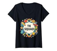 Mujer First Day TK TK Squad Fun TK Teacher - Aprendizaje temprano para Mujer Camiseta Cuello V