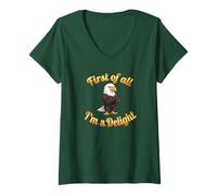 Mujer First of All I’m A Delight Funny Bald Eagle USA Camiseta Cuello V