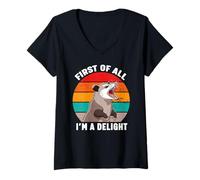 Mujer First of All I'm A Delight Angry Opossum Camiseta Cuello V