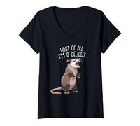 Mujer First of All I'm A Delight Angry Opossum Camiseta Cuello V