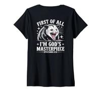 Mujer First of All Im God Masterpiece Possum Opossum Ephesian 2:10 Camiseta Cuello V