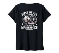 Mujer First of All Im God Masterpiece Possum Opossum Ephesian 2:10 Camiseta Cuello V