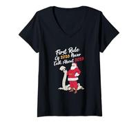 Mujer First Rule of 2026 Never Talk About 2025 funny Christmas Camiseta Cuello V