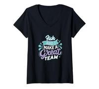 Mujer Fish and I Make a Great Team Aquarium Entusiasta Humor Camiseta Cuello V