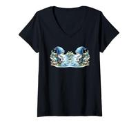 Mujer Fisherman Gnome Grandpa On The River For Fishing Buddies Camiseta Cuello V