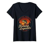 Mujer Fisherman Vintage Cool Fishing Legends Club Official Funny Camiseta Cuello V