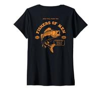 Mujer Fishers of Men - Verso bíblico Cristiano Vintage Fishing Dad Camiseta Cuello V