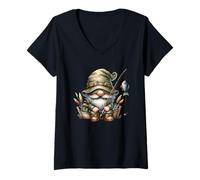 Mujer Fishing Dad GNOME In Fishing Boat For Retired Grandpa Life Camiseta Cuello V