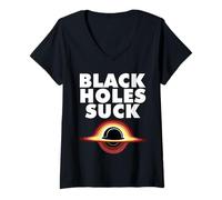 Mujer Física Agujero Negro Chupar Camiseta Cuello V