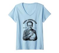 Mujer Física cuántica Erwin Schrodinger Cat Equation Science Camiseta Cuello V