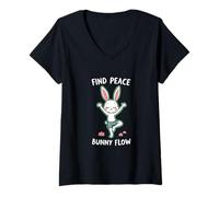 Mujer Fitness Bunny Yoga Lovers ENCUENTRA LA PAZ CONEJITO FLOW Funny Rabbit Camiseta Cuello V