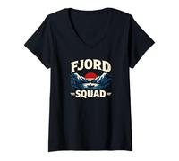 Mujer Fjord Squad Norway Cruise Vacation Matching Matching para Hombre, Mujer y niño Camiseta Cuello V