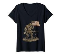 Mujer Flag De American Bigfoot T -Shirt Sasquatch Patriotic Camiseta Cuello V