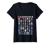 Mujer Flags of the U.S. States 50 Flags American Geography Camiseta Cuello V