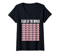 Mujer Flags of The World Bandera de EE.UU. Divertido Camiseta Cuello V