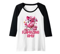 Mujer Flamazing Amy Pink Flamingo Tropical Beach Scene Mujer Camiseta Manga Raglan