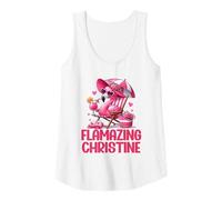 Mujer Flamazing Christine Pink Flamingo Tropical Beach Scene Mujeres Camiseta sin Mangas
