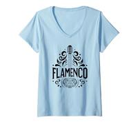 Mujer Flamenco Spanish Guitar - Flamenco Guitar Art Camiseta Cuello V