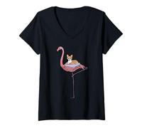 Mujer Flamingo and Chihuahua Camiseta Cuello V