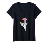 Mujer Flamingo Hace Karate Camiseta Cuello V