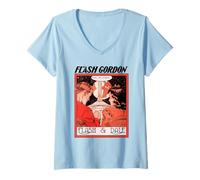 Mujer Flash Gordon & Dale Amor San Valentín Retro Camiseta Cuello V