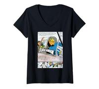 Mujer Flash Gordon & Dale Avión Dogfight Retro Comic Camiseta Cuello V