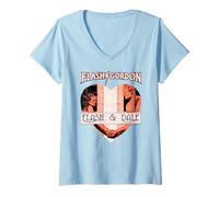 Mujer Flash Gordon & Dale Love Heart Día de San Valentín Camiseta Cuello V