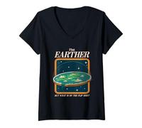 Mujer Flat Earther, Pero ¿qué Hay en el Otro Lado? Una Divertida conspiración Camiseta Cuello V