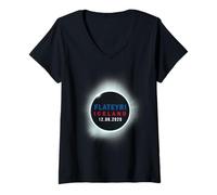 Mujer Flateyri, Islandia Eclipse Solar Total 2026 Camiseta Cuello V