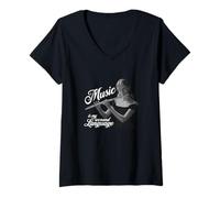 Mujer Flauta travesera Music is my second Language Flaute Querflautistin Camiseta Cuello V