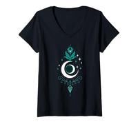 Mujer Flecha Lunar Símbolo Espiritual para Manifestar Deseos Camiseta Cuello V