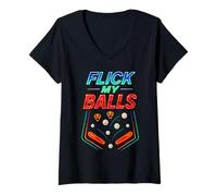 Mujer Flick My Balls Camisa Pinball Pinball Camiseta Ropa Arcade Camiseta Cuello V