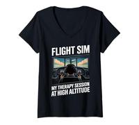 Mujer Flight Slim Mi sesión de Terapia a Gran Altura Camiseta Cuello V