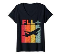 Mujer FLL Aeropuerto de Fort Lauderdale Hollywood Camiseta Cuello V
