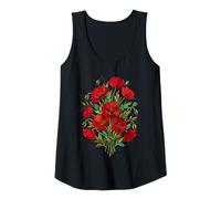 Mujer Flor de Amapola manchada Mosaico Rojo Amapolas Florales Camiseta sin Mangas