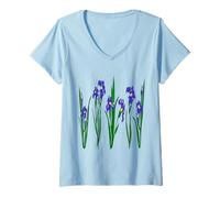 Mujer Flor de iris para mujeres florales de flores silvestres Camiseta Cuello V