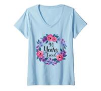 Mujer Floral 90 Year Old 90th Birthday Women Funny 90 Years Loved Camiseta Cuello V