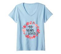 Mujer Floral 93 Years Loved Women 93 Years Old Cool 93th Birthday Camiseta Cuello V
