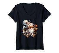 Mujer Floral Dandelion Flower GNOME In Knitting Outfit For Grandma Camiseta Cuello V