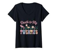 Mujer Floral de Death To My Twenties R.I.P. 20 Que Cumple 30 años Camiseta Cuello V