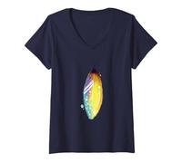Mujer Floral Feather For Spring and Summer Cute Surf Beach Graphic Camiseta Cuello V