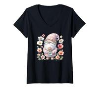 Mujer Floral Flower GNOME Dad Graphic For Florist Gardening Mom Camiseta Cuello V