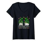 Mujer Floral Gnomes Gardening with My Gnomies For Funny Gardener Camiseta Cuello V