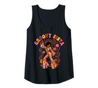 Mujer Floral Groovy Sista Afro Woman Bailando Disco Funky de los 70 Camiseta sin Mangas